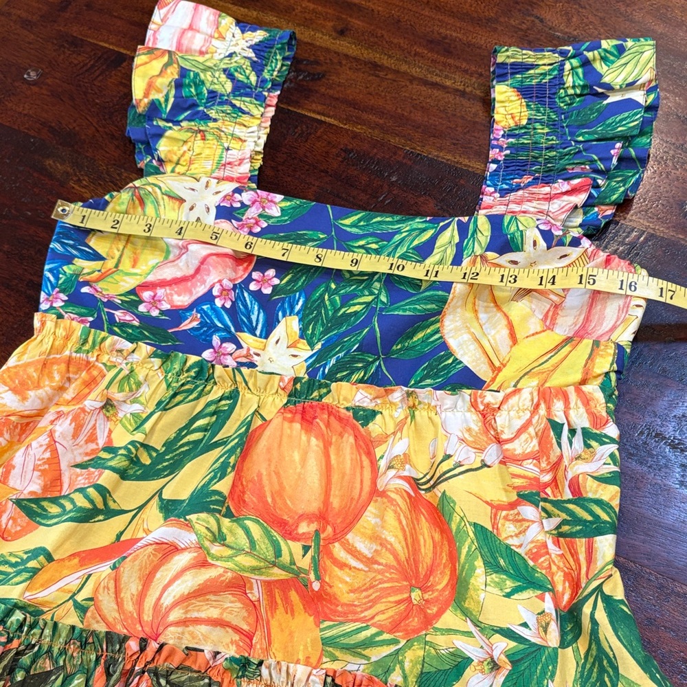 FARM Rio Caipirinha Mini Dress Tropical Print Ruffle Tiered Sundress size Small - Picture 9 of 13